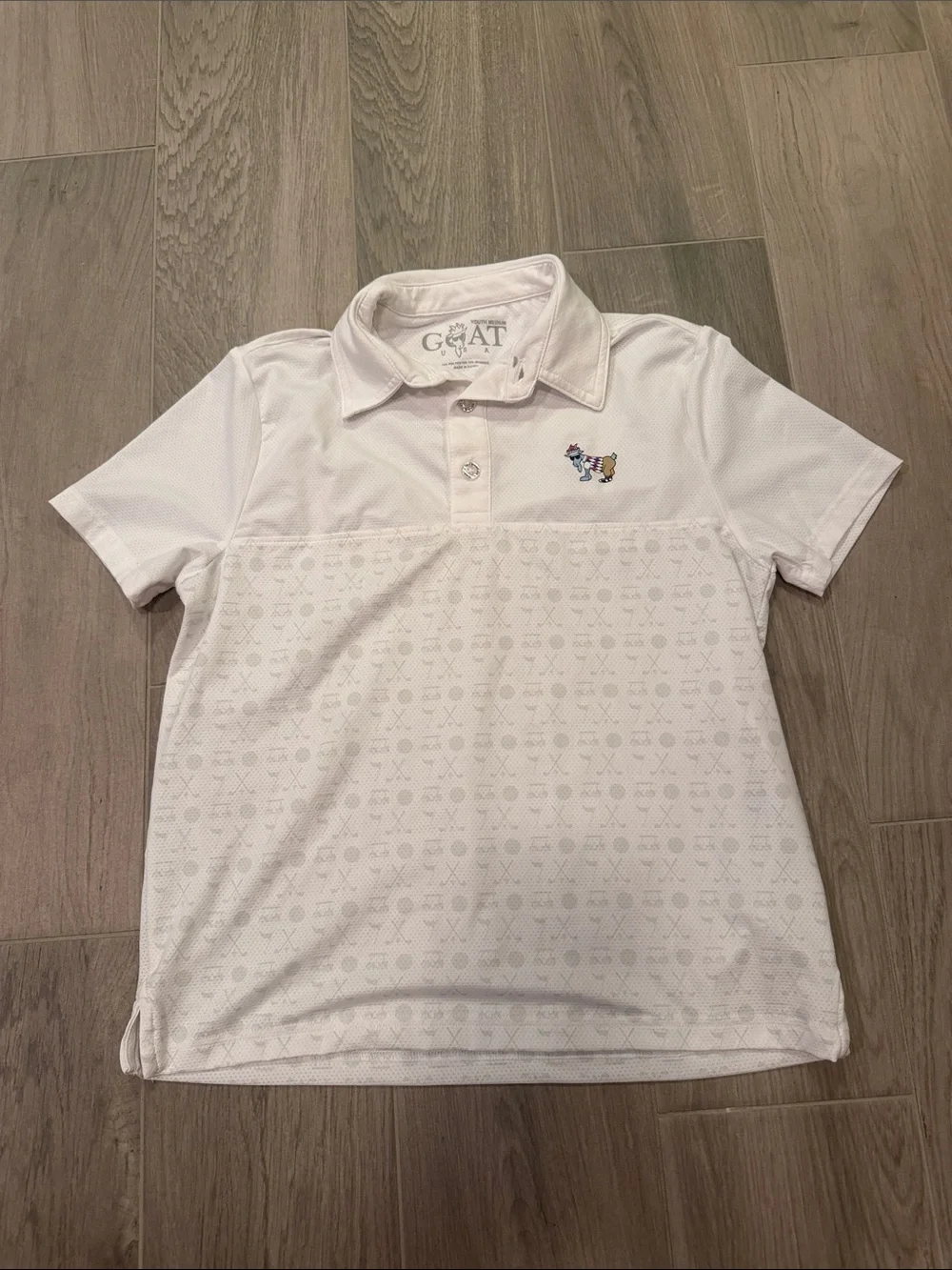 Goat USA Boys White Polo Golf Shirt Size YM